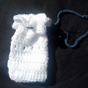 Hand crafted crochet small drawstring bag PERFECT FOR GIFT GIVING !